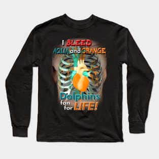 I bleed Aqua and Orange Long Sleeve T-Shirt